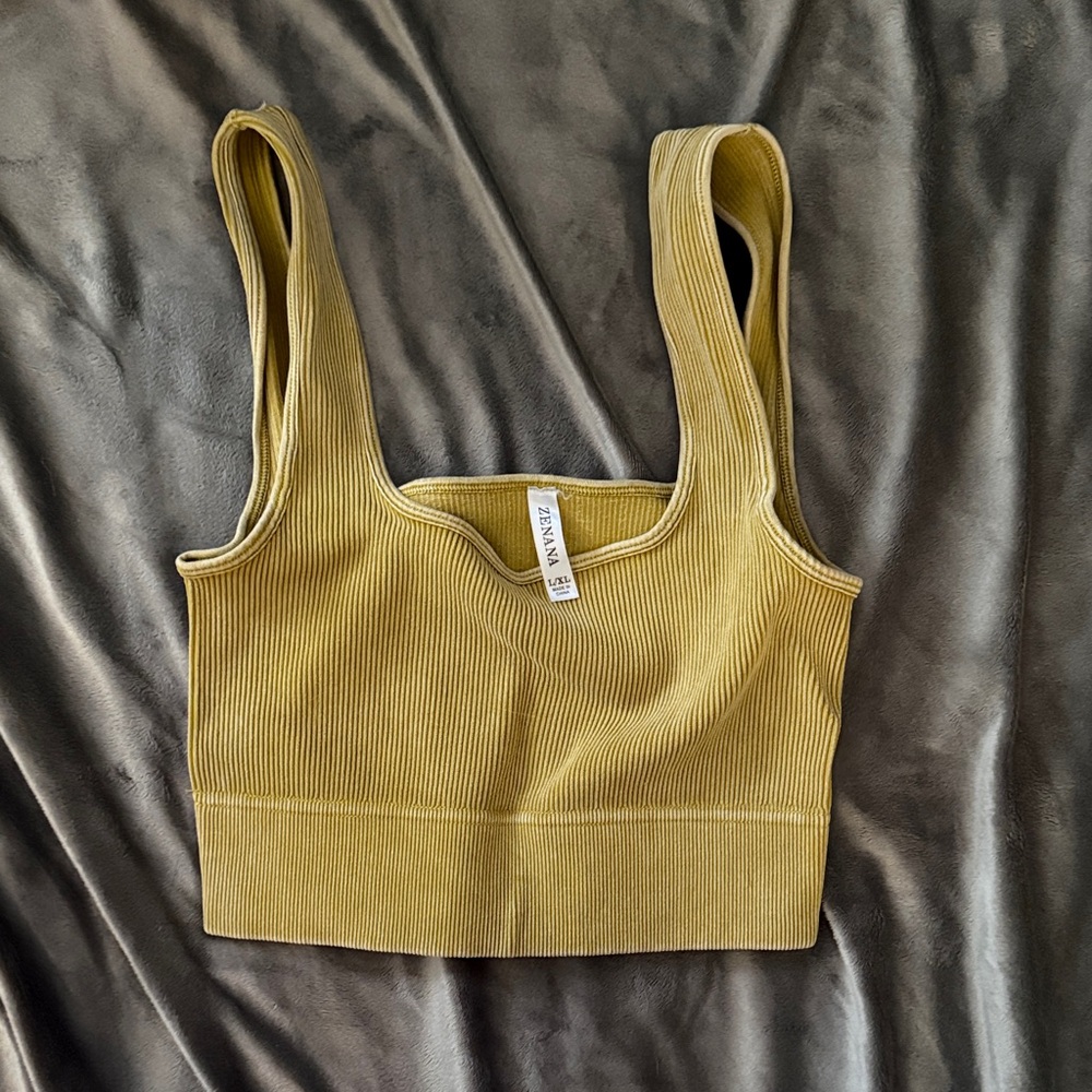 Zara Olive Ribbed Tank Top